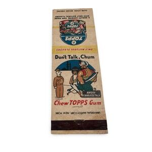 Vintage Topps Gum‎ Matchbook Cover Dont Talk Chum WWII Avoid Careless Talk 1940s